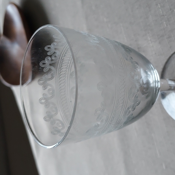 Crystal wine glasses etched scroll art deco art nouveau mcm retro - Picture 11 of 14